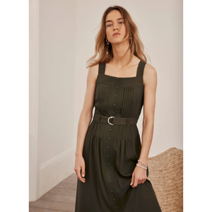 Mint Velvet Khaki Pinafore Midi Dress